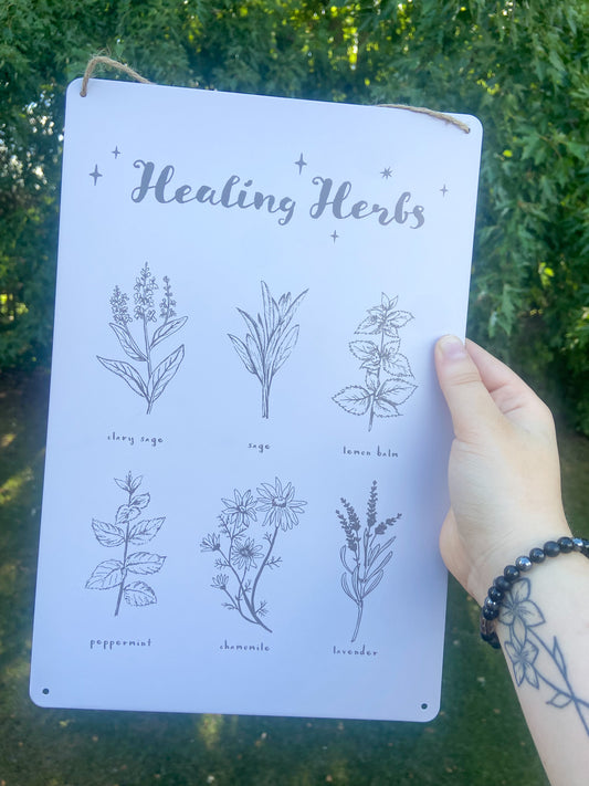 Healing Herbs Metal Sign