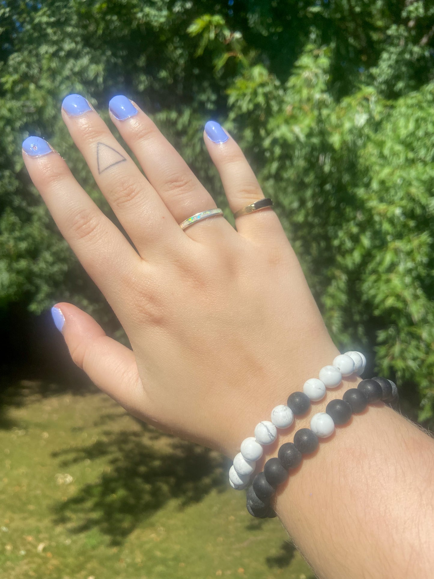 Howlite & Black Agate Matching Bracelet Set